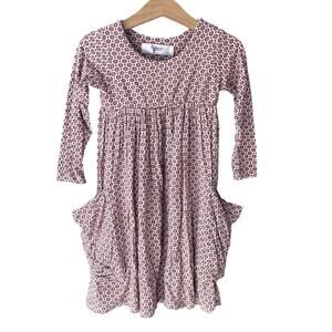 Remie Girl Floral Long Sleeve Day Dress - Red Cream - 4